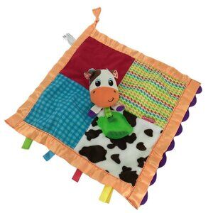 Infantino Cow Lovey Lovie Teether Leaf Security Blanket Blankie Satin Crinkle